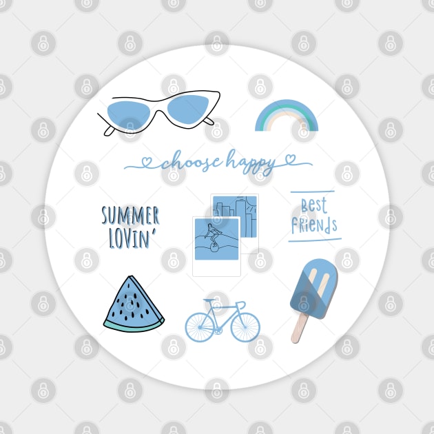 Light Blue Summer Beach Fun Sticker Pack Magnet by YourGoods